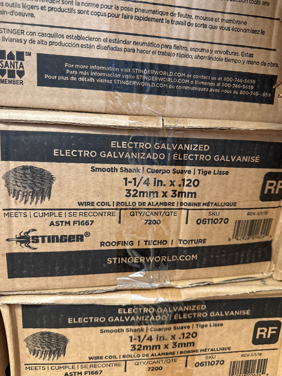 Stinger Coil Roofing Nails 1 1/4 - Reseller