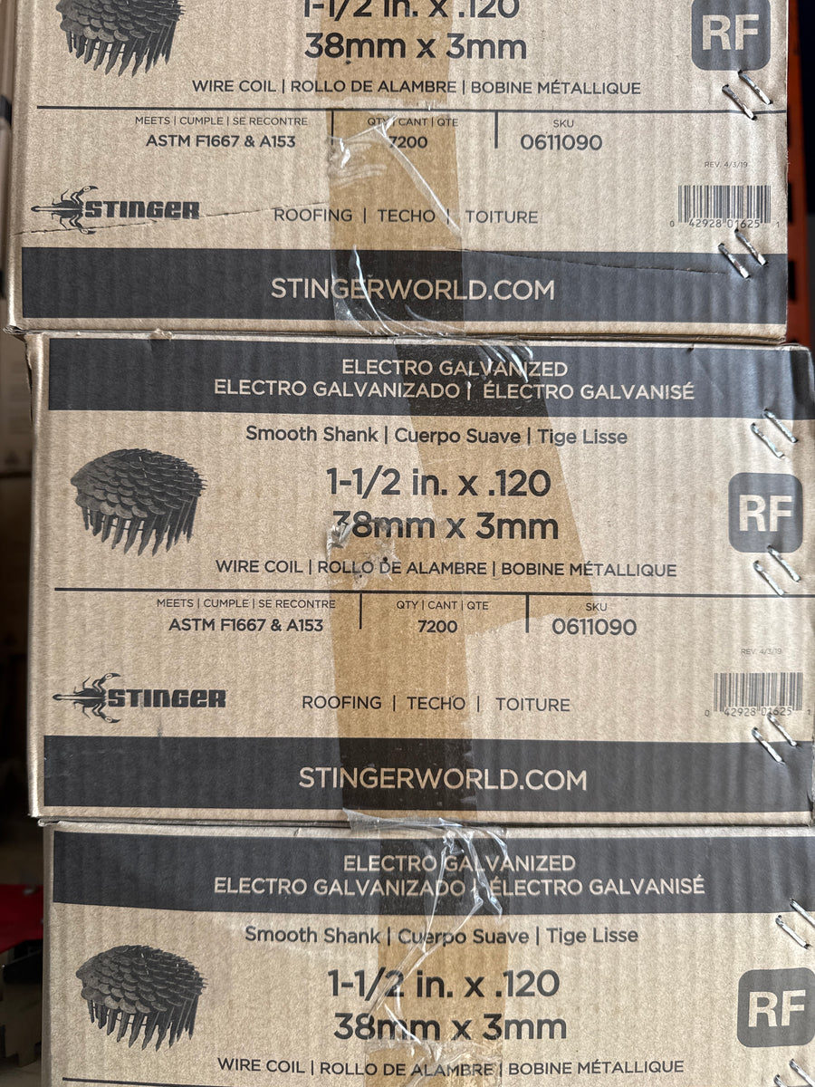 Stinger Coil Roofing Nails 1 1/2